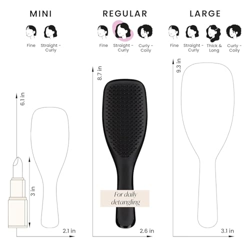 Image of Lyrovo Ultimate Hair Brush Comb for Women for Wet & Dry Hair Eliminates Knots & Reduces Breakage for All Hair Types (Black)