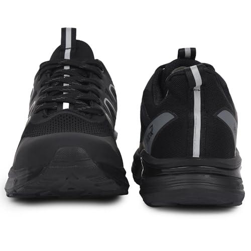 Image of Liberty Leap7x MEKSHAW-1E Lacing Sports Running Shoes for Men - Black & Blue | Comfortable and Durable Lace-Up Closure - Suitable for Lacing Walking, Gym, Jogging Shoes for Gents - Cushioned Footbed