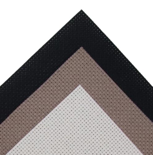 Image of KCS 3 pc of 15 inch x 18 inch(38cmx45cm) 14 Count Cross Stitch Cotton Aida Cloth Needlework Rolled Fabric Box,14CT,Ecru+Coffee+Black