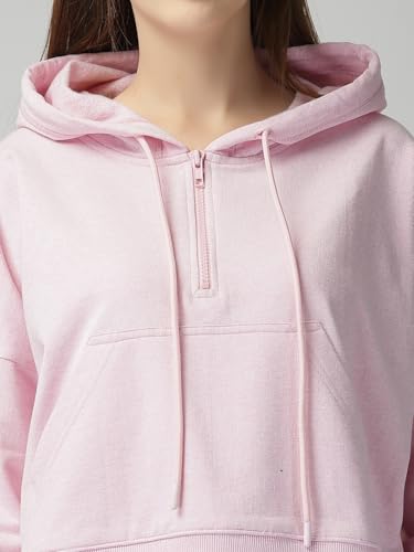 Image of Unifirnge Casual Wear Solid Crop Zipper Jacket Hooded Neck Full Sleeves Hoodie for Women Hoodies Women Stylish Sweater for Woman Stylish Cotton Blend Fleece Hoodie Winter wear Hood Regular Fit