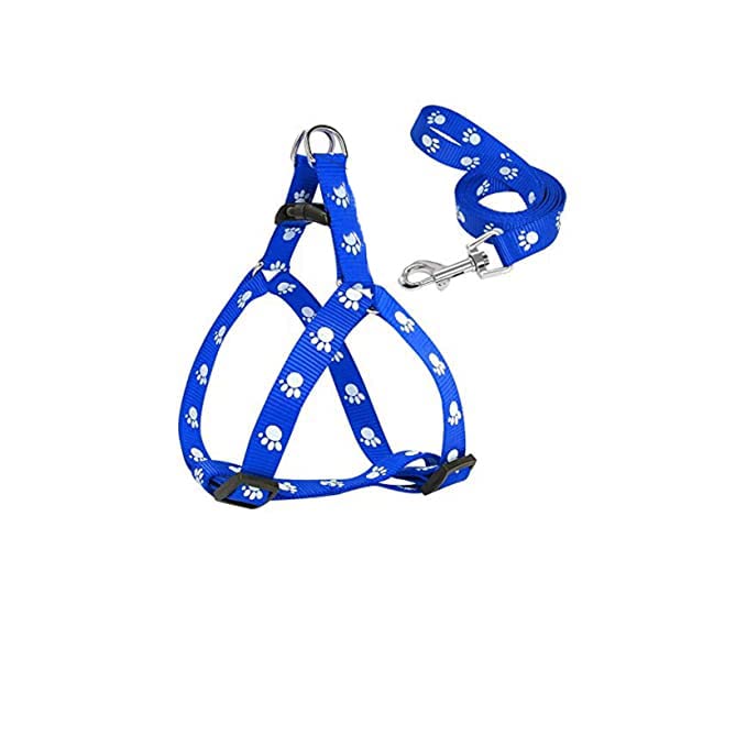 Woofy Pet Combo Puppy Paw Print Harness Leash Set for Small Dog and Puppies (Blue) (B0BMLXHYD9) Amazon Price History, Amazon Price Tracker