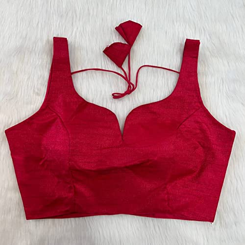 Image of Pujia Mills Women's Heavy Phantom Silk Bollywood Style Sleeveless Trendy Blouse(Veda)