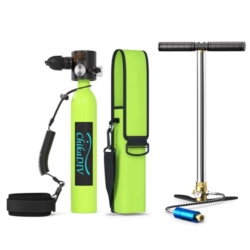 Mini Scuba Tank Refillable Oxygen Cylinder with 0.5 L Capacity Scuba Tank with 5-10 Minutes Underwater Diving Gear for Diver Portable Diving and Snorkeling Equipment C300+ B3 Green