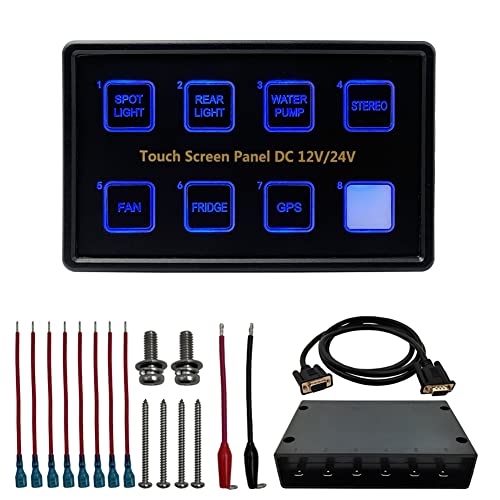 Image of 8 Gang Touch Pad DIY Control Switch Panel for Car Marine Boat Yacht Caravan Camper Truck Trailer UTV Blue LED On-Off Multifunction Touch Control Panel Box