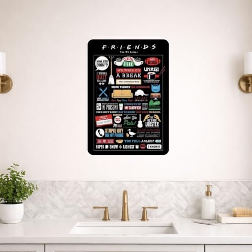 Image of Zesta Bathroom Decor Items Washroom Decor Tin Sign | Aesthetic Posters Wall Poster for Bedroom | Magnetic Cafe Decoration Items / Restaurant Decorations Items | Quirky Home Decor Bar Accent (Friends (3))
