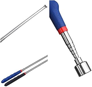 Kare & Kind 2X Extendable Magnetic Pick Up Tool - Telescoping Metallic Items Retrieval Stainless Steel Stick - Extends from 7.1 to 31 inches - Pull Capacity Up to 20 Pounds - Rubber Grip - Blue/Black