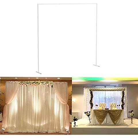 Wedding Backdrop Party Stand Metal: 3m x 3m White Background Curtain Photo Props Frames Heavy Duty Backdrops Support Drape Decoration Outdoor Garden for Bridal Weddings Parties Fiestas Decor Cover