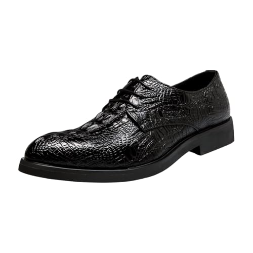 Santimon Men's Alligator Print Leather Lace Up Oxford Shoes Classic Modern Formal Dress Shoes Wedding Shoes