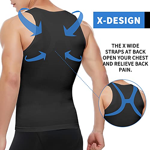 MISS MOLY Compression Shirts for Men Slimming Shirt Body Shaper Vest to Hide Gynecomastia Moobs Base Layer Tank Tops3