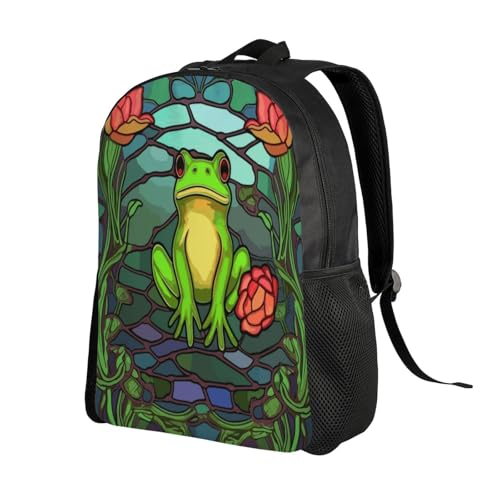 Teen Unisex Backpack Frog Flower Mosaic Art 16Inch Durable Backpack Gym Casual Daypack for Women Men Gift2