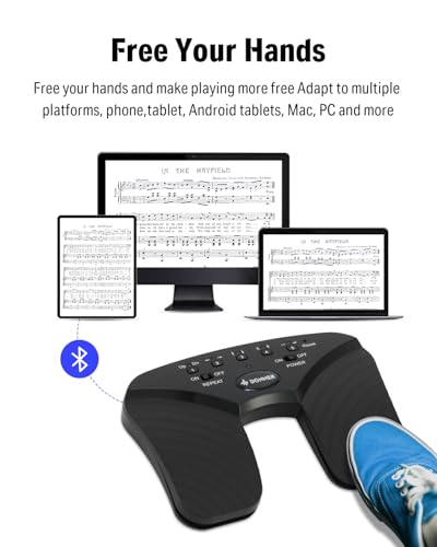 Donner Wireless Page Turner Pedal, Rechargeable Music Page Turner foot pedal for Tablets Phone, Black - image 2