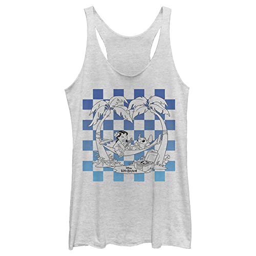 Image of Junior's Lilo & Stitch Blue Checkered Palm Trees Racerback Tank Top