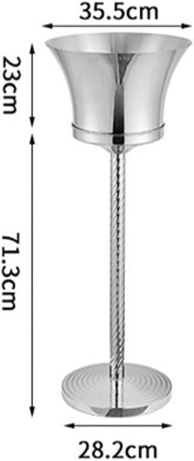 Ice Bucket Stainless Steel Luxury Ice Bucket Floor-standing Wine For, Champagne Or Beer Bottles Drinks and Wine Cooler(Silver)