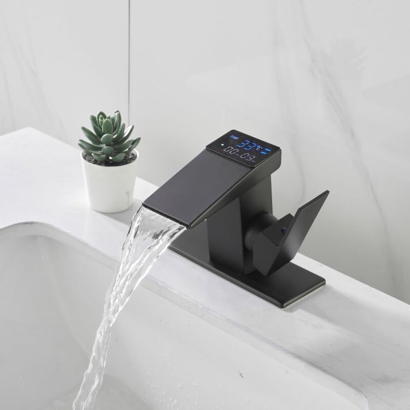 Grifo fregadero frío y caliente con mezclador digital y salida de agua en cascada