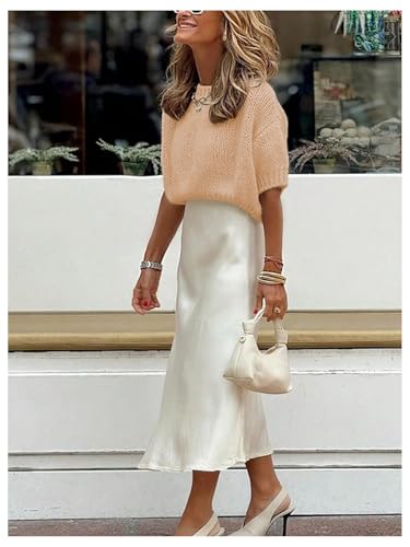 Image of GORGLITTER Women's Puff Short Sleeve Crop Cropped Sweaters Top Cute Outfits | Old Money Outfits Women, Date Night Outfit for Women, Going Out Tops Trendy, Knit Tops Sweater