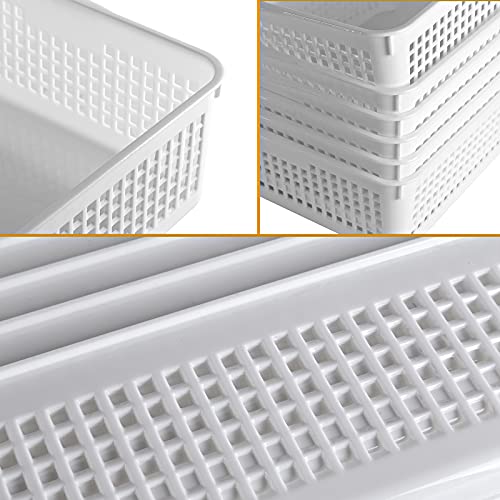 Eslite A4 Size Plastic Storage Basket,Desktop File Paper Letter Organizer Tray, 6-Packs (White) #TOP5