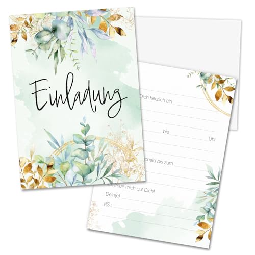younikat 15 Stück Einladungskarten Eukalyptus - Neutrale Karten in DIN A6 Hochformat mit Umschlägen I aus stabilem 350g/m² Karton I Geburtstag Hochzeit Konfirmation Kommunion I you0135 younikat 15 Stück Einladungskarten Eukalyptus - Neutrale Karten in DIN A6 Hochformat mit Umschlägen I aus stabilem 350g/m² Karton I Geburtstag Hochzeit Konfirmation Kommunion I you0135