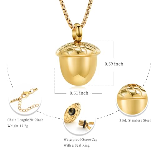 Oinsi Little Acorn Cremation Pendant Ashes Urn Necklace for Cremation - Stainless Steel2