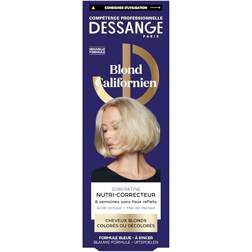 DESSANGE - Cura Patina Blu Nutri-Correttore Biondo Californiano - Acido Lattico & Miele Di Manuka - Nutre & Neutralizza i riflessi gialli - Capelli biondi, colorati, colorati - 140 ml