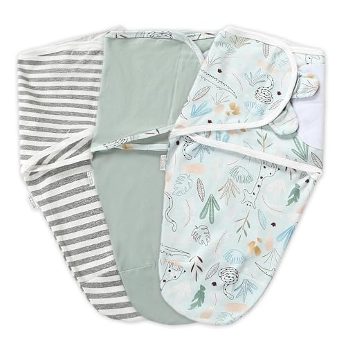 Image of LOVABYLUCK Baby Swaddle Warp Adjustable 3 Pack100% Cotton Newborn Swaddle Blanket for Boy Girl