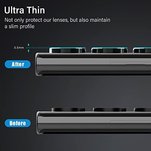 Uyiton [3+2Pack] S22 Ultra Camera Lens Protector, [Case Friendly][Easy Installation] Ultra-Thin Samsung Galaxy S22 Ultra Camera Lens Protector 9H Tempered Glass with Aluminum Edge - Black
