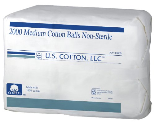U.S. Cotton 100% Pure Cotton Balls, Non-sterile, Medium Size Balls, 2000-Count
