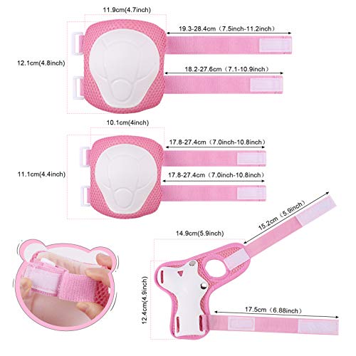 Kids Protective Gear SKL Knee Pads for Kids Knee and Elbow Pads with Wrist Guards 3 in 1 for Skating Cycling Bike Rollerblading Scooter (Pink, [Upgraded Vistion 3.0]) - Thumbnail 3