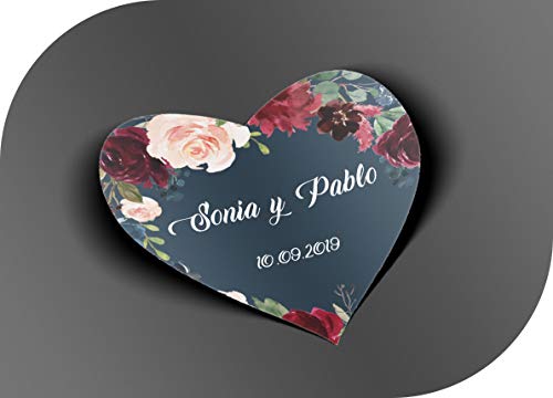 CrisPhy Pegatinas Personalizadas Boda con Nombre y Fecha, Etiquetas Corazon Adhesivas para Invitacion Boda Bautizo Compromiso Cumpleaños Fiesta Navidad Vintage Sellos