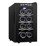 ANTAI ワインセラー 8本収納 静音 省エネ LED温度表示 タッチパネル 温度調節可能 家庭用 業務用 小型 保冷庫 ブラック PSE認証（8本収納）