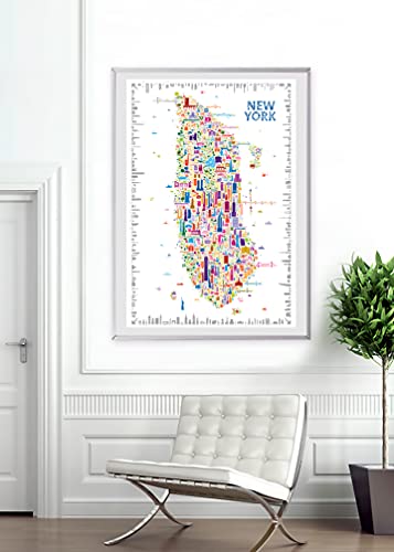 Alfalfa New York Iconic Ny Poster Artwork For Home Walls – Designer Wall Art Of Trendy Colorful Nyc Map | City Fashion Decor Travel Posters | Maps Gift Souvenir Paper Prints For Office 27X40” Unframed #TOP1