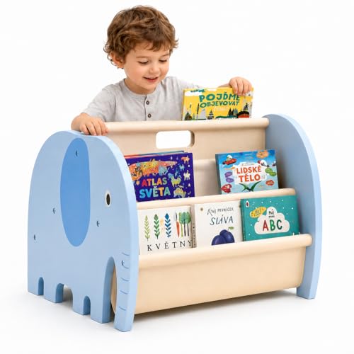 Kinder Bücherregal aus Holz,Montessori Baby Bücherregal mit 4 Ebenen für Kinderzimmer,Tragbares Kinderbücherregal mit Griff,Niedlich Elefant Design,Kinderregal, Buchaufbewahrung für Spielzimmer Kinder Bücherregal aus Holz,Montessori Baby Bücherregal mit 4 Ebenen für Kinderzimmer,Tragbares Kinderbücherregal mit Griff,Niedlich Elefant Design,Kinderregal, Buchaufbewahrung für Spielzimmer