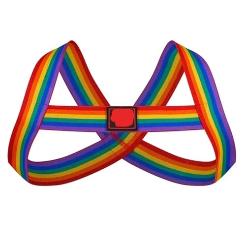Rainbow Men Bondage Body Chest Harness Costume Male Elastic Strap Gay Lingerie Halter Neck Nightclub Hombre Hollow LGBT2