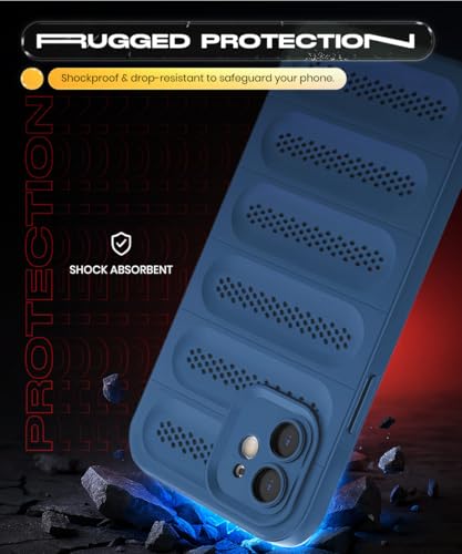 Image of WOW IMAGINE Ultimate Silicone Back Cover Case for iPhone 12 | Heat Dissipation Thin Soft TPU | 360 Camera Protection | Breathable Cooling Holes - Deep Blue