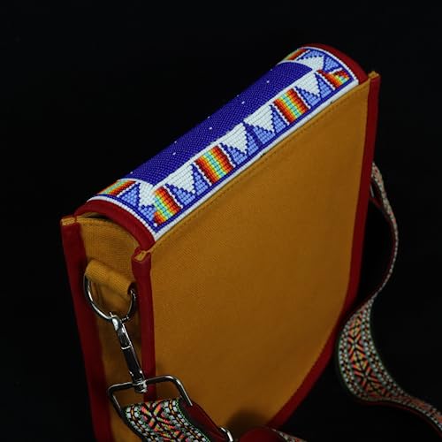 Image of Handmade Beaded Handbag, Native American Style Crossbody bag, Czech Glass Beads Shoulder Bag, Unisex Handbag.