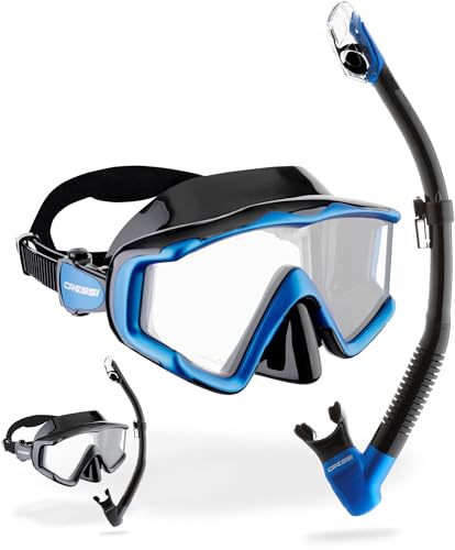 Cressi Liberty Triside & Epsilon Dry Black/Sapphire - Masque Liberty Triside et Tuba Epsilon Dry pour la Plongée et Le Snorkeling, Noir/Saphir, Taille Unique,...
