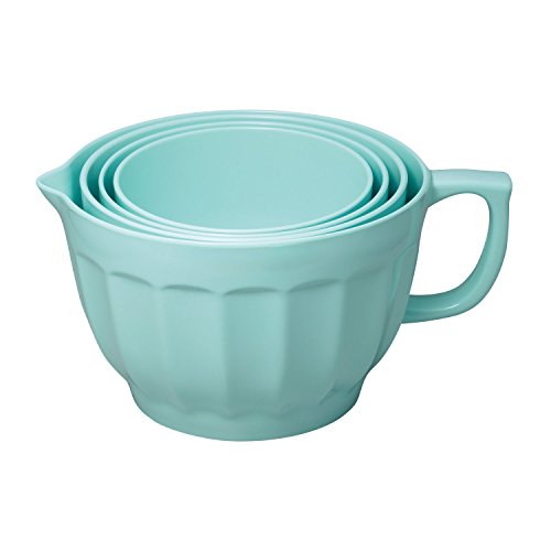 Gourmet Art 4-Piece Latte Heavyweight and Durable Melamine Prep and Serve Mixing Bowl Set, Blue, Home Essentials Cooking and Baking Tools, for Dry and Liquid Ingredients Kitchen and Everyday Use
