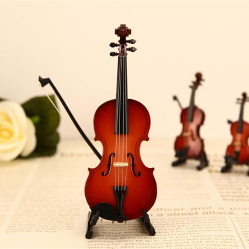 Violín coleccionable de madera Vdaxvme, modelo de instrumento mini para decoración del hogar 4