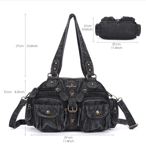 Image of Angel Kiss Hobo Crossbody Purses for Women Shoulder Bag Multipocket Soft Hobo Purses Removable Strap Leather Handbags