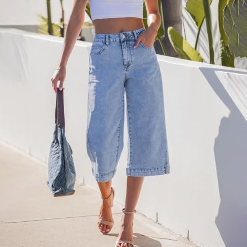 Pantalon ample taille haute extensible avec grandes poches pratiques