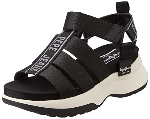 Pepe Jeans Venus Point, Sandalias de Plataforma Mujer, Black, 38 EU