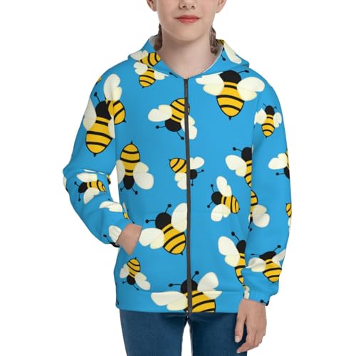 Flying Bees Kid Hoodies Boys Zip Up Sweatshirts Girls Pullover with Pocket3