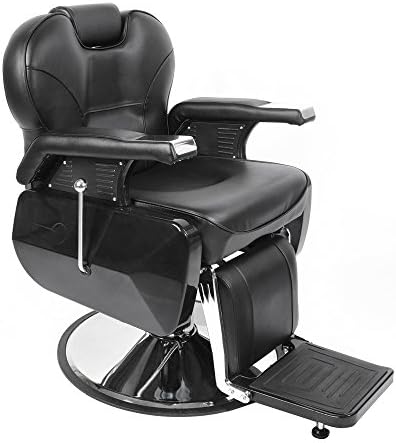 Sossiyule Sillón de Peluquería Reclinable Hidráulico 360º para salón profesional (Negro)