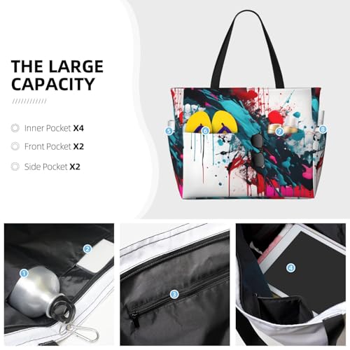 Sac de plage d'été imperméable grand format noir contre l'eau et le sable