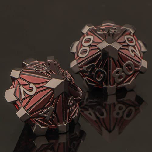 Kerwellsi Dnd Dice Set, Red Metal D&D Dice, Dungeons And Dragons Dice With Box, Crack Debri Rpg Role Playing Dice, Polyhedral D And D Dice D20 D12 D10 D8 D6 D4 #TOP4