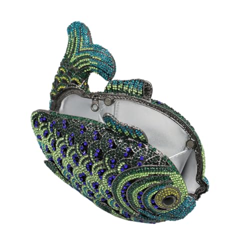Image of Women Mini Fish Clutch Luxury Rhinestones Purse Sparkling Banquet Handbag Wedding Party Clutch Bag