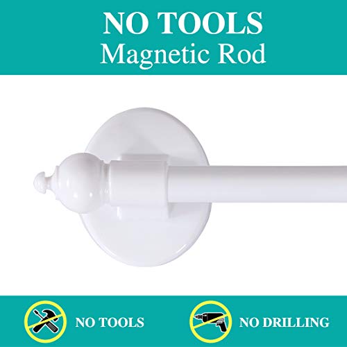 Magnetic Curtain Rod 5/8" Multi-Use Versatile Adjustable Appliance Magnetic Rod Extends From 16 Inch To 28 Inch Magnetic Cafe Curtain Rod, White, 2 Pack #TOP2