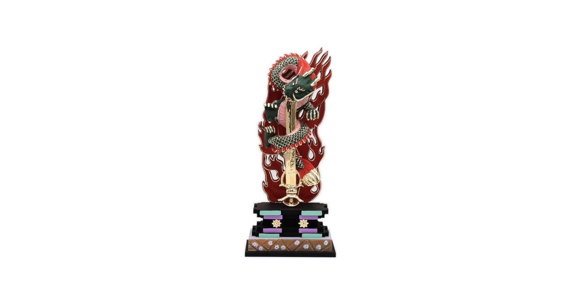 玉石彫刻　龍神　具利伽羅大龍　不動明王　約2kg　唐木台付　V　R7519 玉石彫刻 龍神 具利伽羅大龍 不動明王 約2kg 唐木台付 V