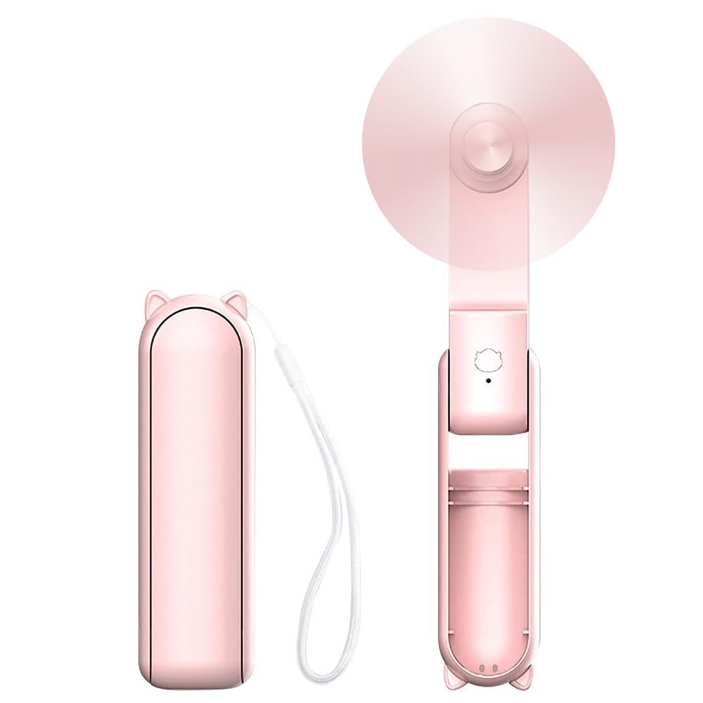 Baeskii Portable Fan, USB Rechargeable 1200mAh Battery And 3 Adjustable Speed, Foldable Handheld Personal Eyelash Fan for Girls Women, For Travelling, Outdoor