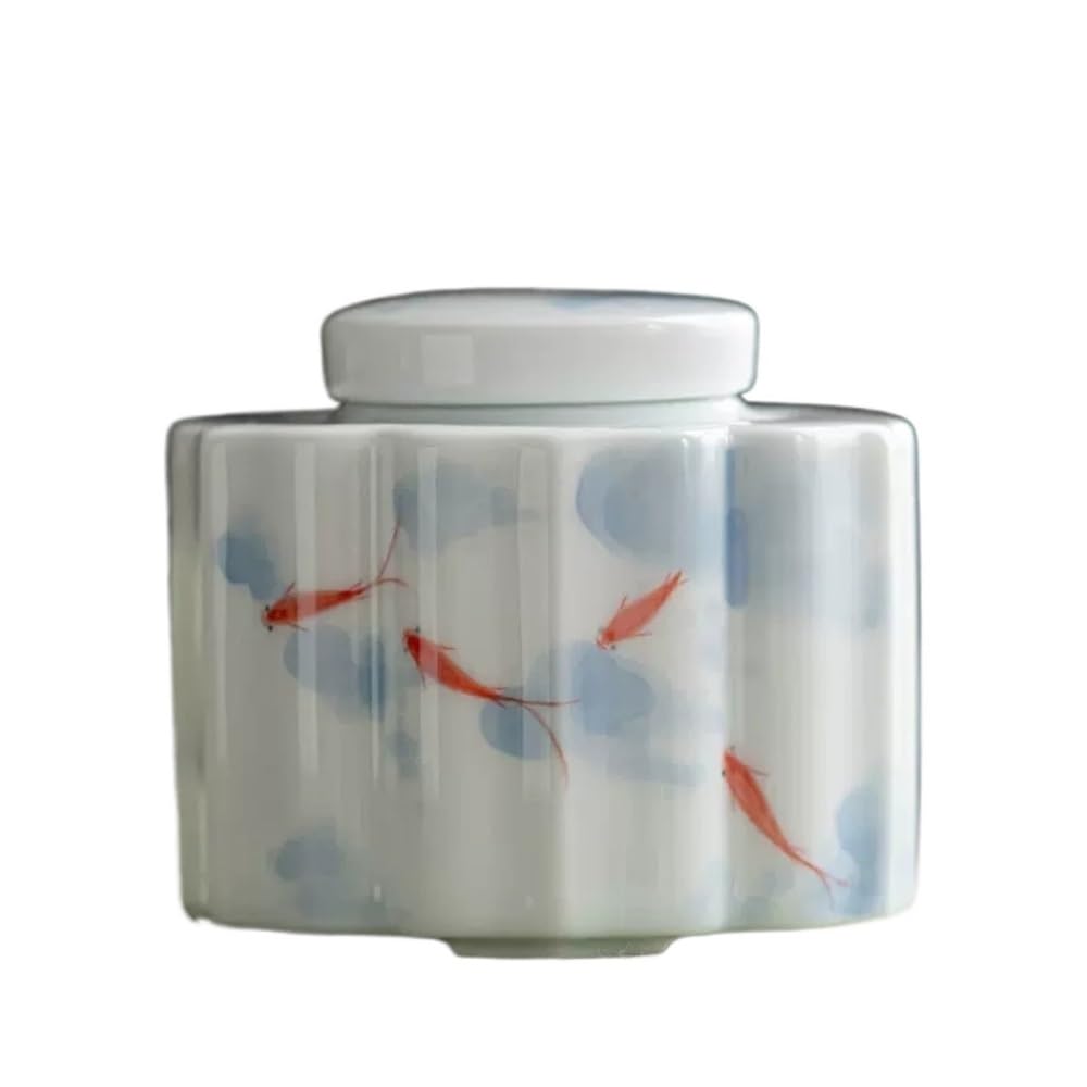 CHENGAIJIAN Tea Canister Airtight Lid Ceramics Tea Figure White Ceramic Storage Containers