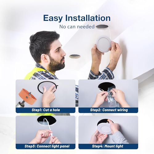 image for Amico 6 Pack 4 Inch 5CCT Ultra-Thin LED Recessed Ceiling Light with Ju